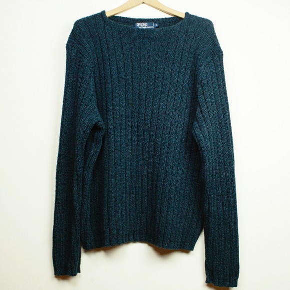 Polo by Ralph Lauren Ribbed Blue Sweater size XL
